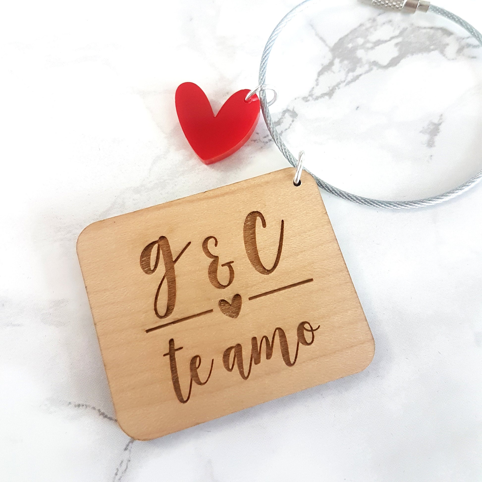 Personalized Maple Wood Calendar Keychain, Anniversary Gift