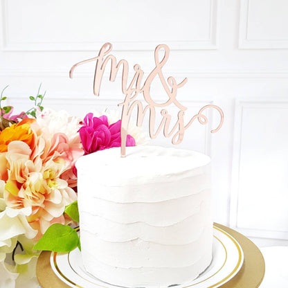 Mr & Mrs Wedding Cake Topper, Calligraphy Script