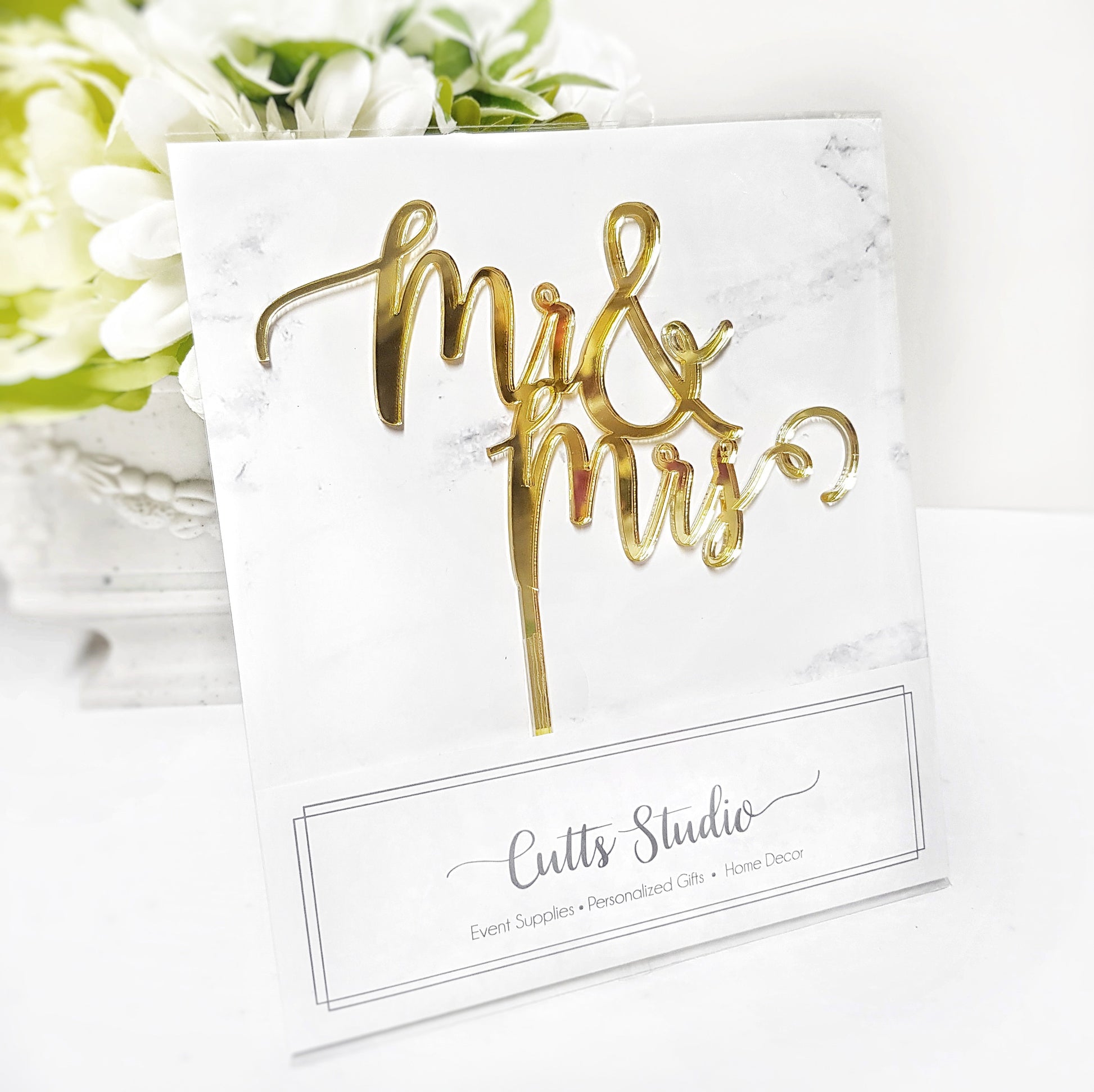 Mr & Mrs Wedding Cake Topper, Calligraphy Script