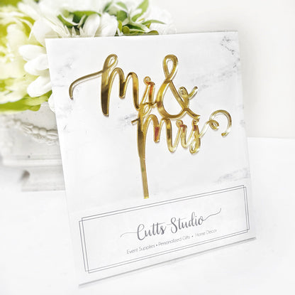 Mr & Mrs Wedding Cake Topper, Calligraphy Script