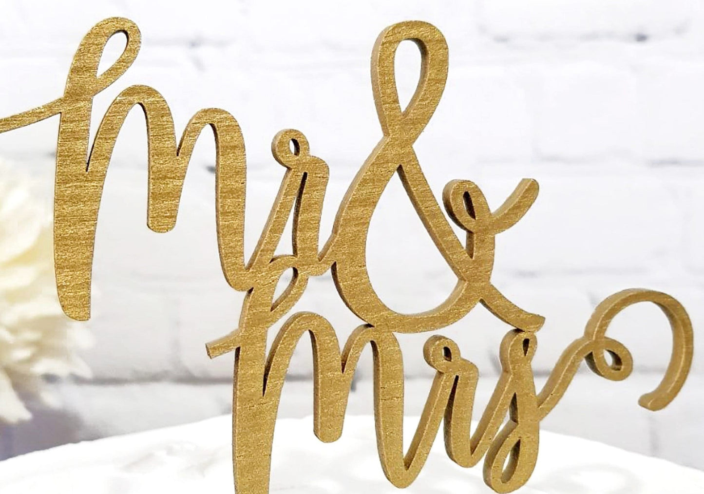 Mr & Mrs Wedding Cake Topper, Calligraphy Script