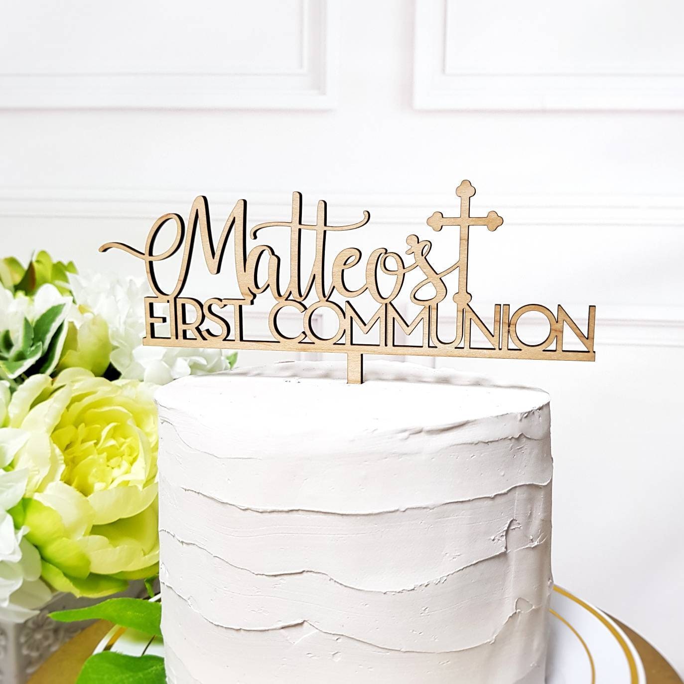First communion Cake Topper, personalized God Bless Cake Topper, Christening Cake Topper, Communion Cake Topper, acrylic cake topper