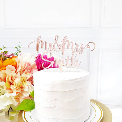 Personalized Mr & Mrs Wedding Cake Topper, Custom Last Name