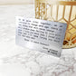 Personalized Wallet Insert Card, Engraved Anniversary Gift