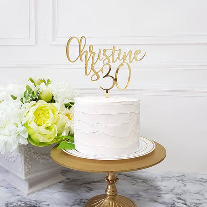 Name Cake Topper, Birthday Cake Topper, Custom Cake Topper, Custom Birthday Cake Topper, 30 years cake topper, Birthday cake ornament