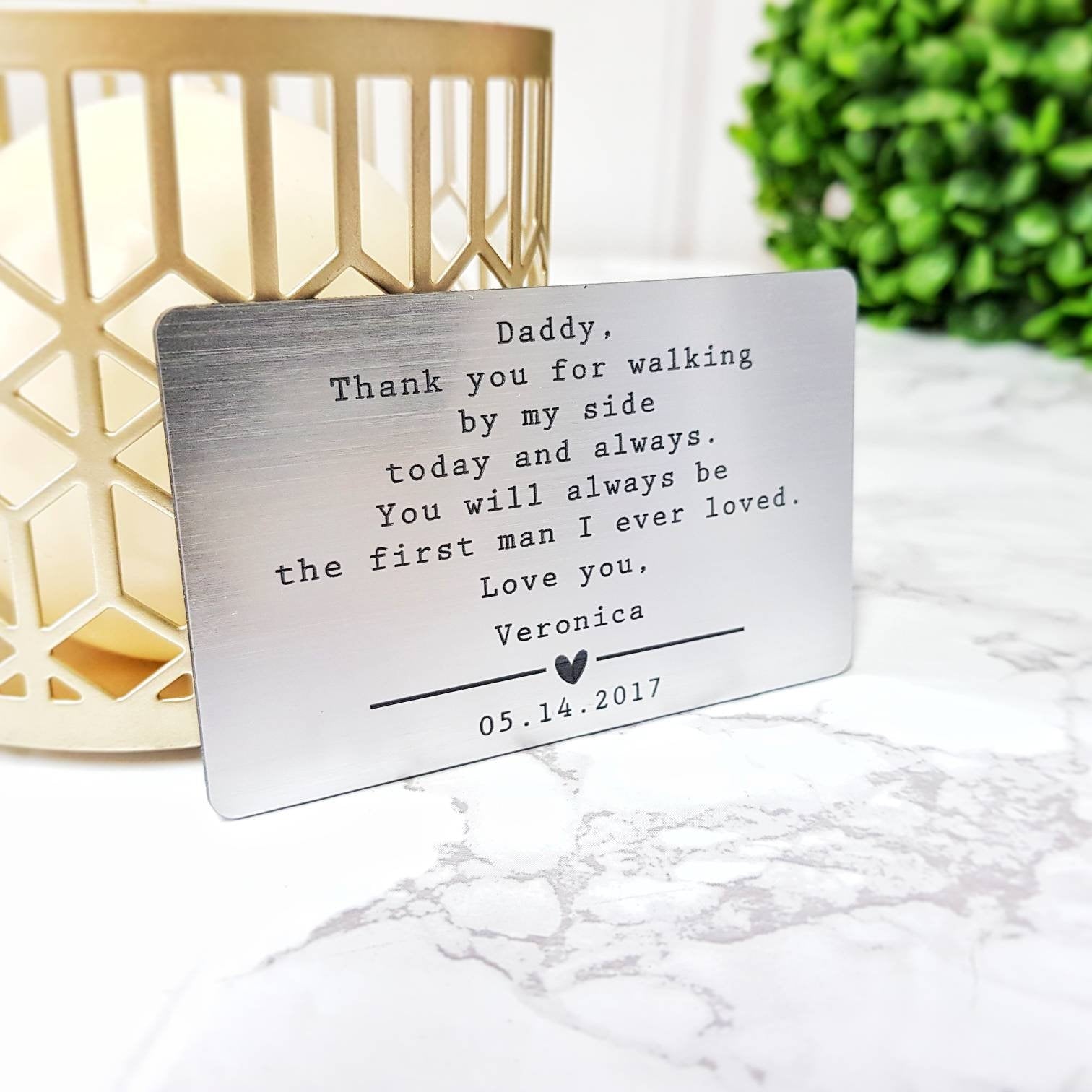 Personalized Wallet Insert Card, Engraved Anniversary Gift
