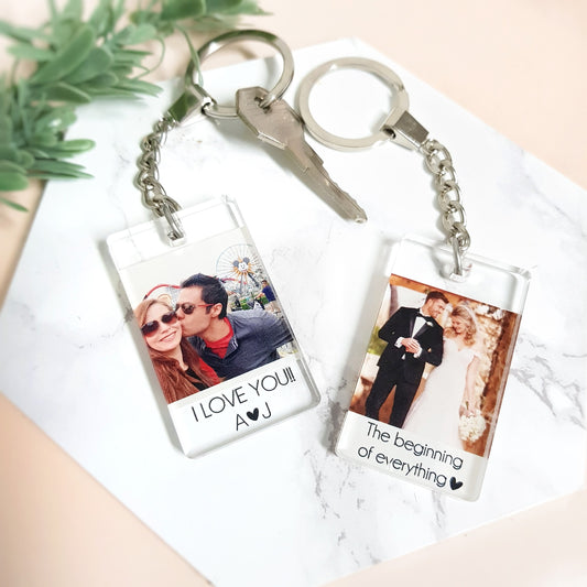 Personalized Photo Keychain, Custom Acrylic Anniversary Gift