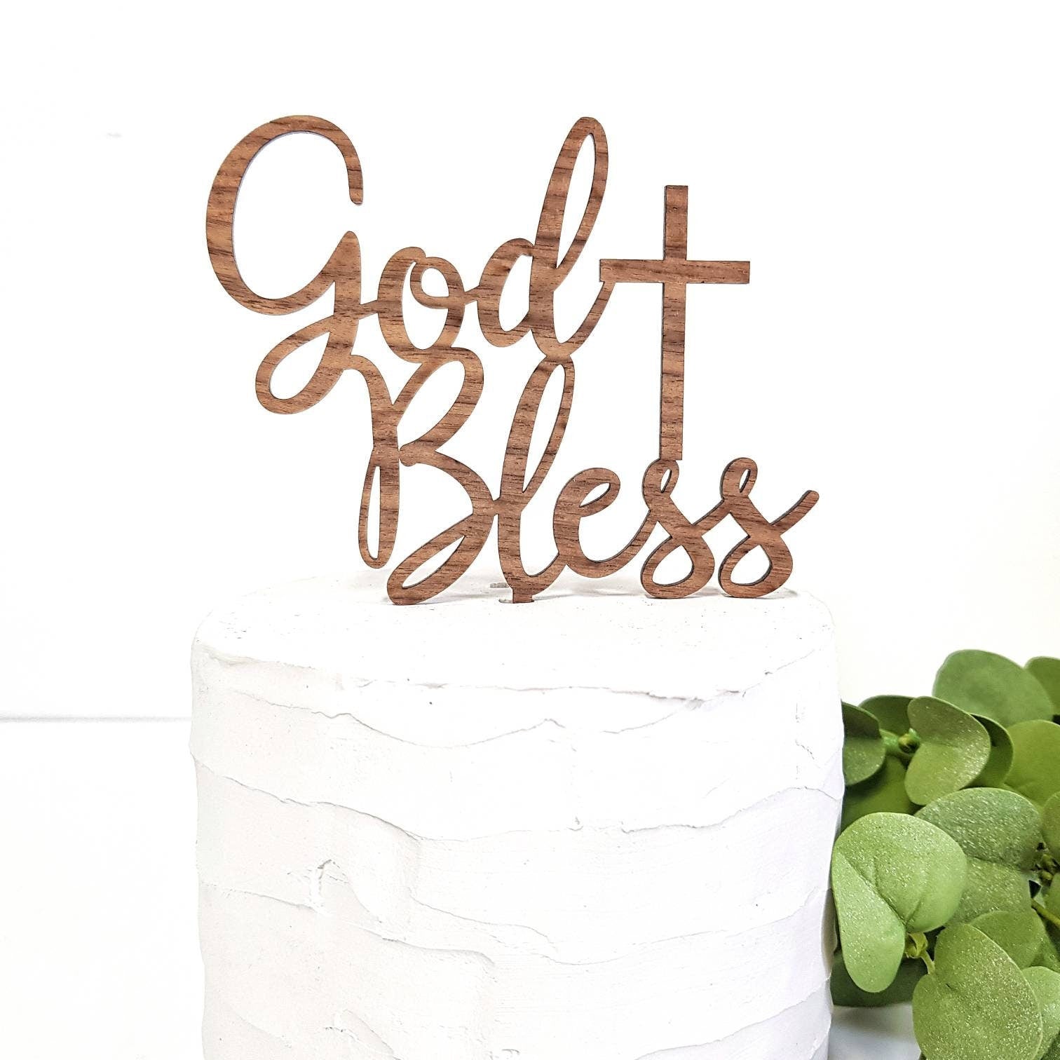 God bless Cake Topper, baptism Cake Topper, first communio Cake Topper, Holly Cake Topper, Calligraphy Cake Topper, God Cake Topper