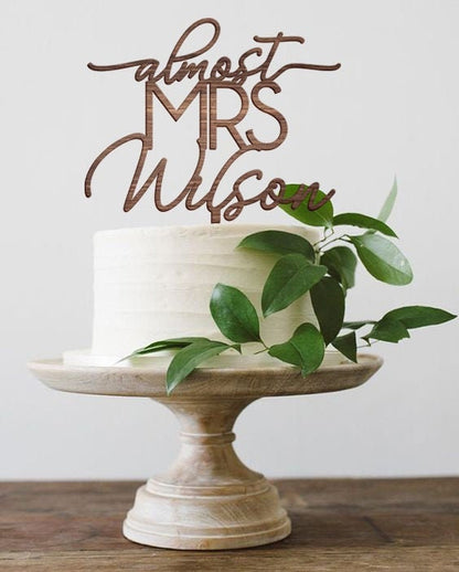 Almost Mrs Cake Topper, Custom Cake Topper, bridal shower, Bachelorette Cake Topper, bridal shower topper, acrylic cake topper, wedding cake