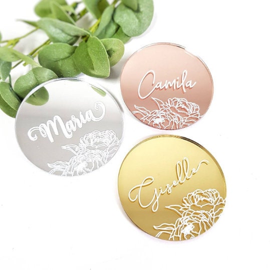 Acrylic Place Cards, laser cut place cards, Wedding place names, escort card, Personalized Acrylic Place Setting, Gold mirror place card