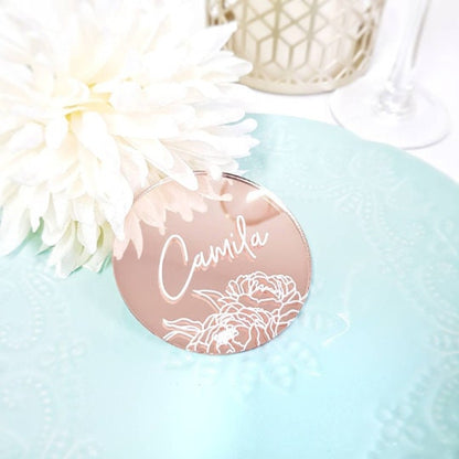 Acrylic Place Cards, laser cut place cards, Wedding place names, escort card, Personalized Acrylic Place Setting, Gold mirror place card