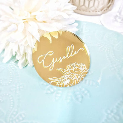 Acrylic Place Cards, laser cut place cards, Wedding place names, escort card, Personalized Acrylic Place Setting, Gold mirror place card