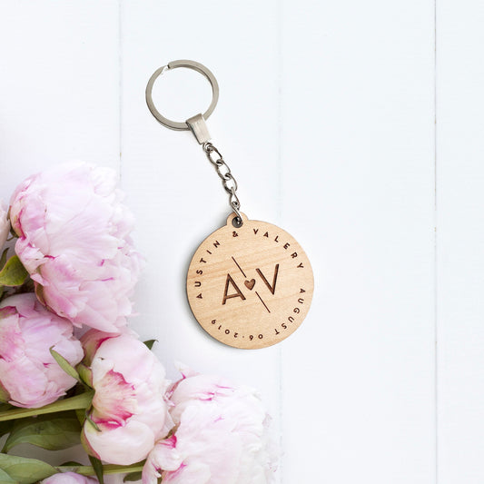 Custom keychain, Anniversary gift, couple gift, Anniversary keychain, wood keychain, gifts for him, gifts for her, keyring