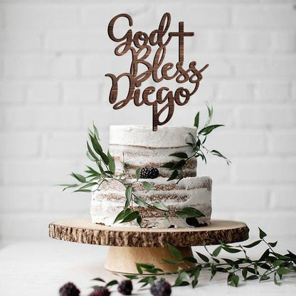 God Bless Cake Topper, Personalized God Bless Cake Topper, Baptism Cake Topper, Christening Cake Topper, Communion Cake Topper, God Bless