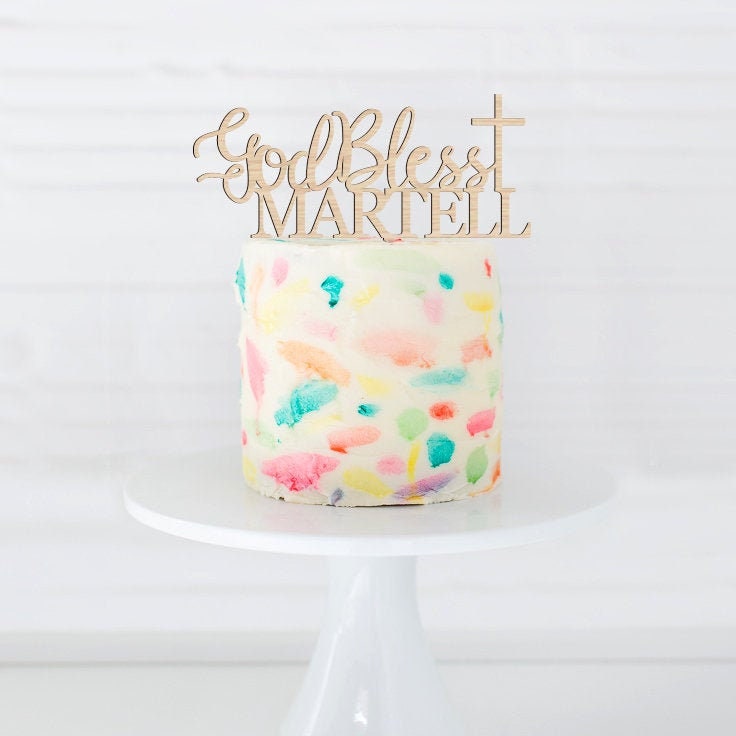 God Bless Cake Topper, Personalized God Bless Cake Topper, Baptism Cake Topper, Christening Cake Topper, Communion Cake Topper, God Bless