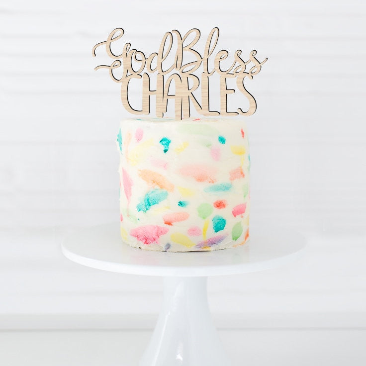God Bless Cake Topper, Personalized God Bless Cake Topper, Baptism Cake Topper, Christening Cake Topper, Communion Cake Topper, God Bless