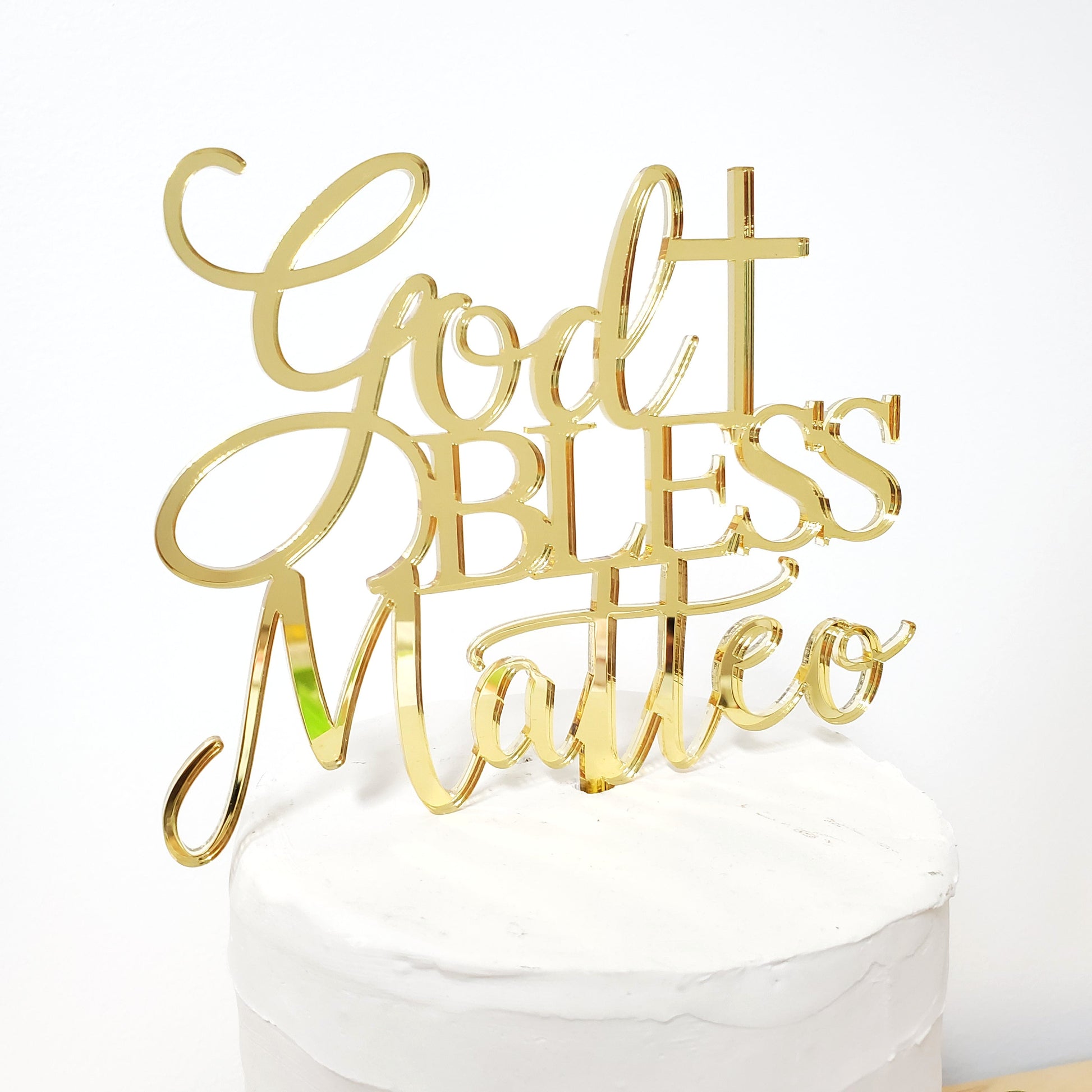 God Bless Cake Topper, Personalized God Bless Cake Topper, Baptism Cake Topper, Christening Cake Topper, Communion Cake Topper, God Bless