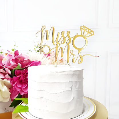 Bridal Cake Topper, Wedding Cake Topper, Miss to Mrs Cake Topper, Bridal shower Cake Topper, custom Cake Topper, Cake decor