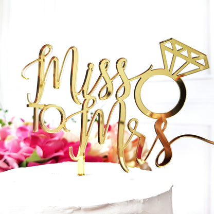 Bridal Cake Topper, Wedding Cake Topper, Miss to Mrs Cake Topper, Bridal shower Cake Topper, custom Cake Topper, Cake decor