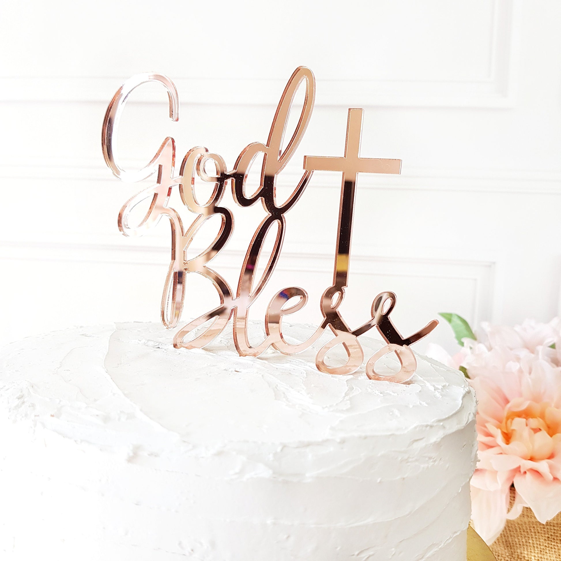 God bless Cake Topper, baptism Cake Topper, first communio Cake Topper, Holly Cake Topper, Calligraphy Cake Topper, God Cake Topper