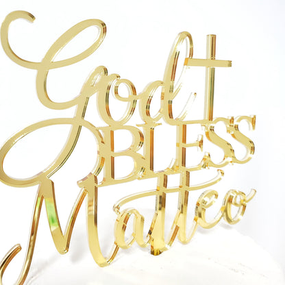 God Bless Cake Topper, Personalized God Bless Cake Topper, Baptism Cake Topper, Christening Cake Topper, Communion Cake Topper, God Bless