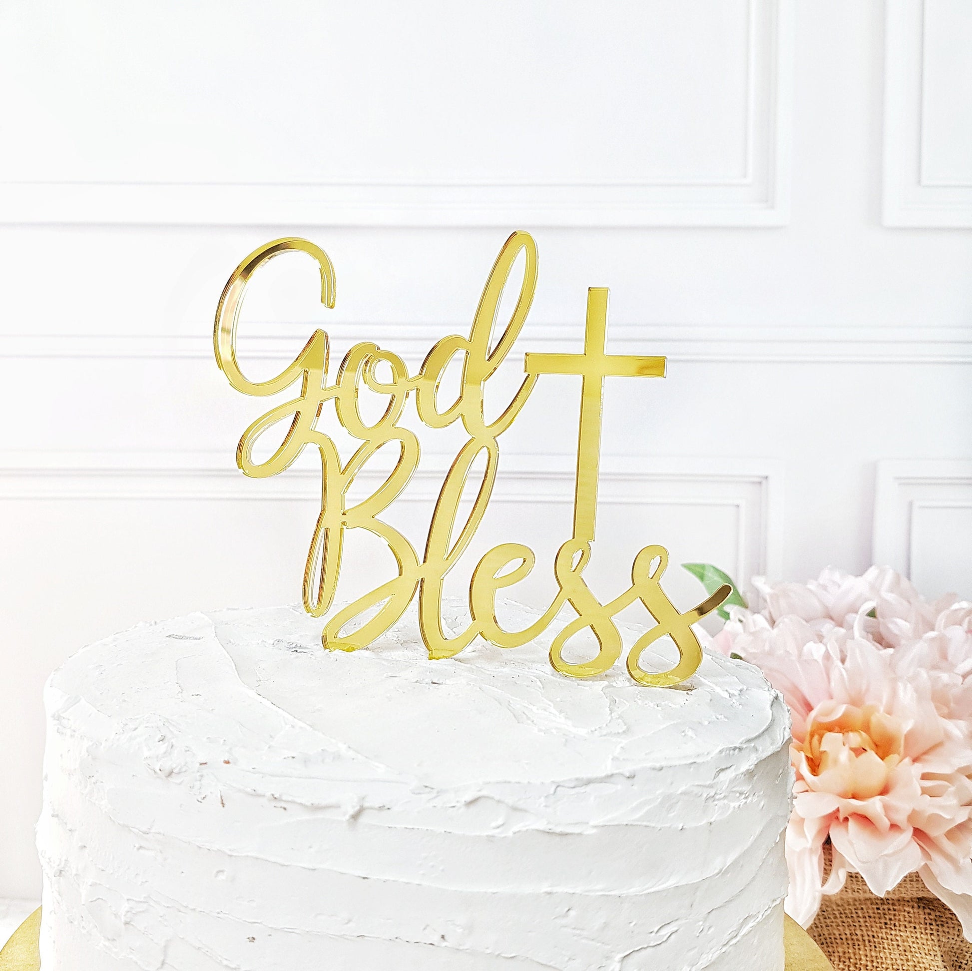 God bless Cake Topper, baptism Cake Topper, first communio Cake Topper, Holly Cake Topper, Calligraphy Cake Topper, God Cake Topper