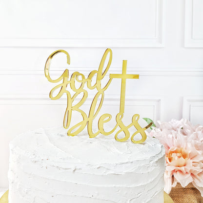 God bless Cake Topper, baptism Cake Topper, first communio Cake Topper, Holly Cake Topper, Calligraphy Cake Topper, God Cake Topper