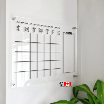 Monthly Acrylic calendar for wall, 2026 Planner, Dry Erase Calendar, Personalized Acrylic calendar, Housewarming gift, Calendar with notes