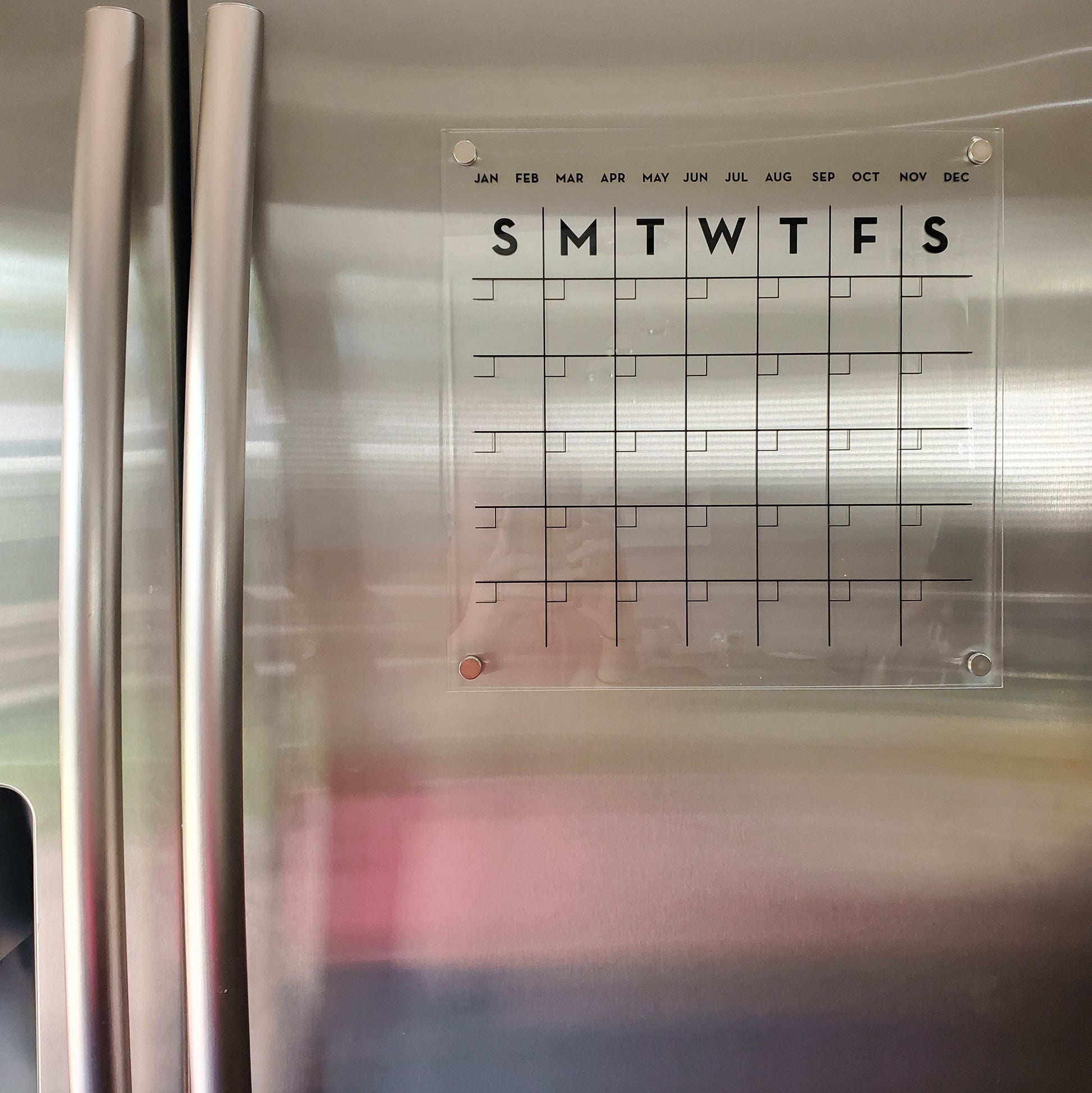 Magnetic Monthly Acrylic calendar, Planner, Dry Erase Calendar, Personalized Acrylic calendar, Fridge Calendar, Calendar with notes