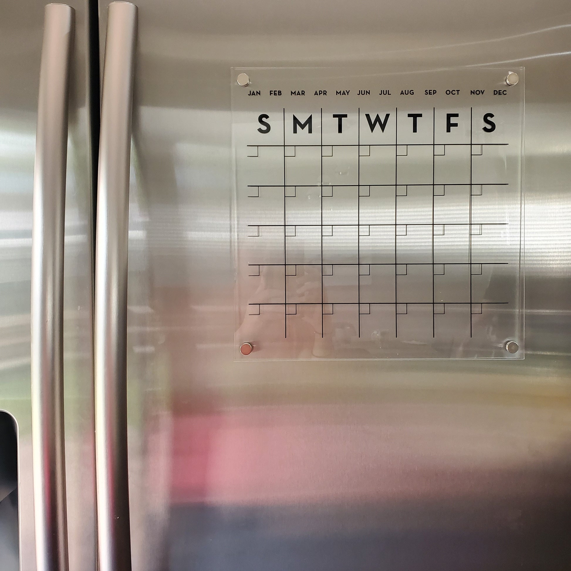 Magnetic Monthly Acrylic calendar, Planner, Dry Erase Calendar, Personalized Acrylic calendar, Fridge Calendar, Calendar with notes