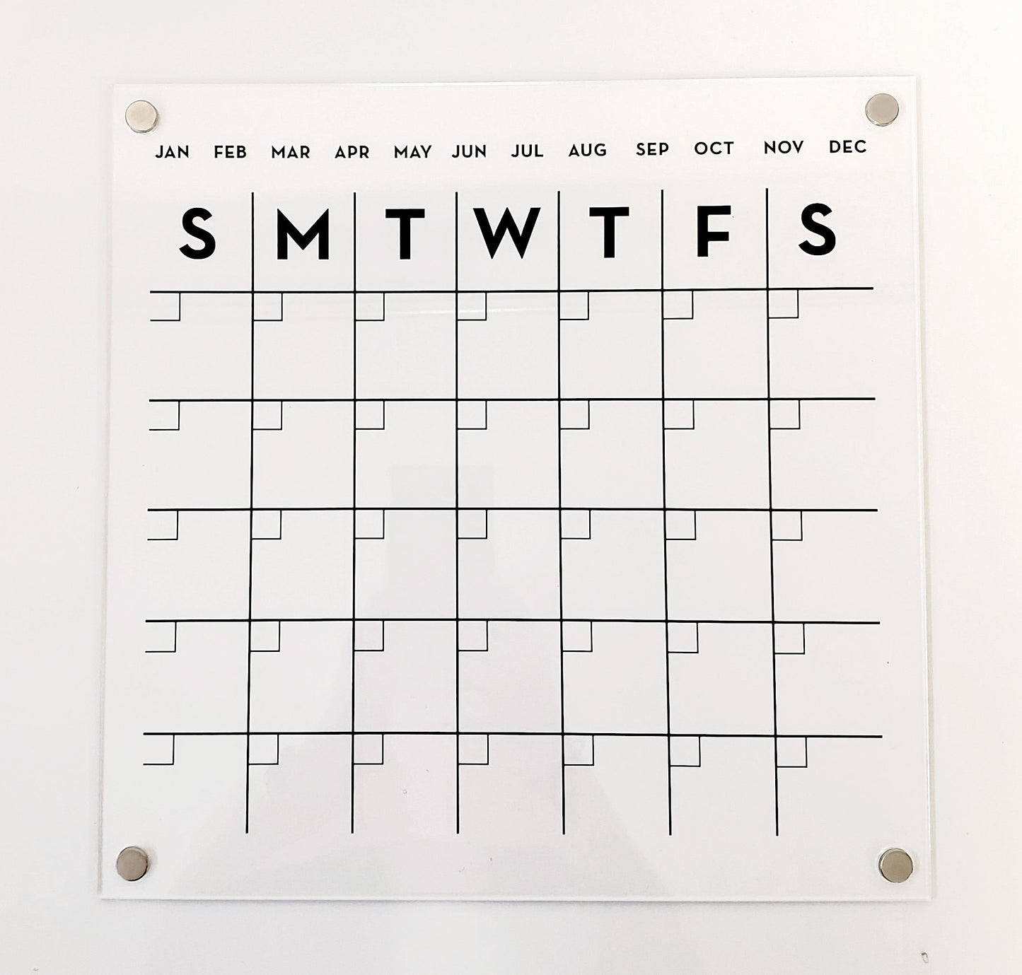 Magnetic Monthly Acrylic calendar, Planner, Dry Erase Calendar, Personalized Acrylic calendar, Fridge Calendar, Calendar with notes