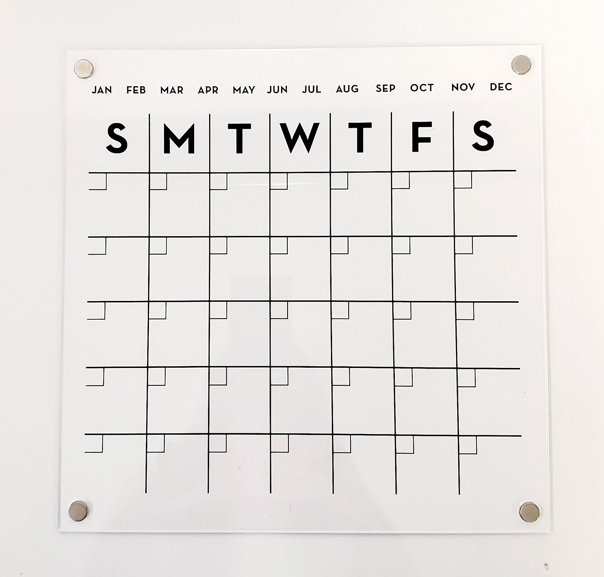 Magnetic Monthly Acrylic calendar, Planner, Dry Erase Calendar, Personalized Acrylic calendar, Fridge Calendar, Calendar with notes
