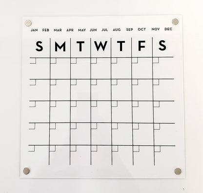 Magnetic Monthly Acrylic calendar, Planner, Dry Erase Calendar, Personalized Acrylic calendar, Fridge Calendar, Calendar with notes