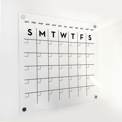 Magnetic Monthly Acrylic calendar, Planner, Dry Erase Calendar, Personalized Acrylic calendar, Fridge Calendar, Calendar with notes