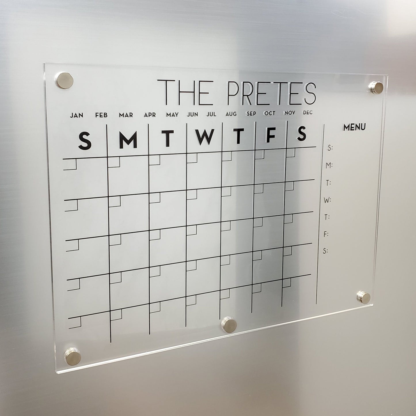 Personalized Magnetic Calendar, Fridge Calendar, Dry Erase Monthly Planner for Fridge, Acrylic Calendar For Kitchen