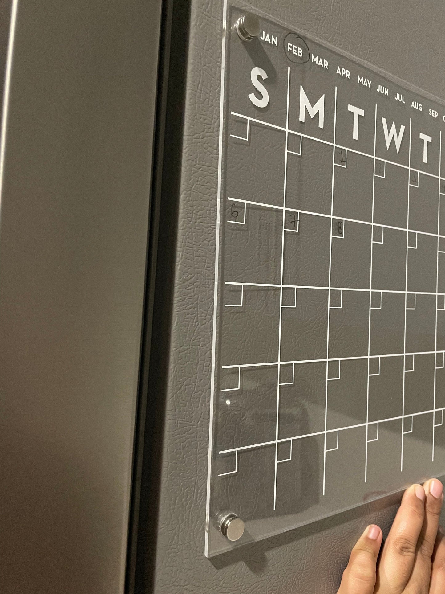 Magnetic Monthly Acrylic calendar, Planner, Dry Erase Calendar, Personalized Acrylic calendar, Fridge Calendar, Calendar with notes