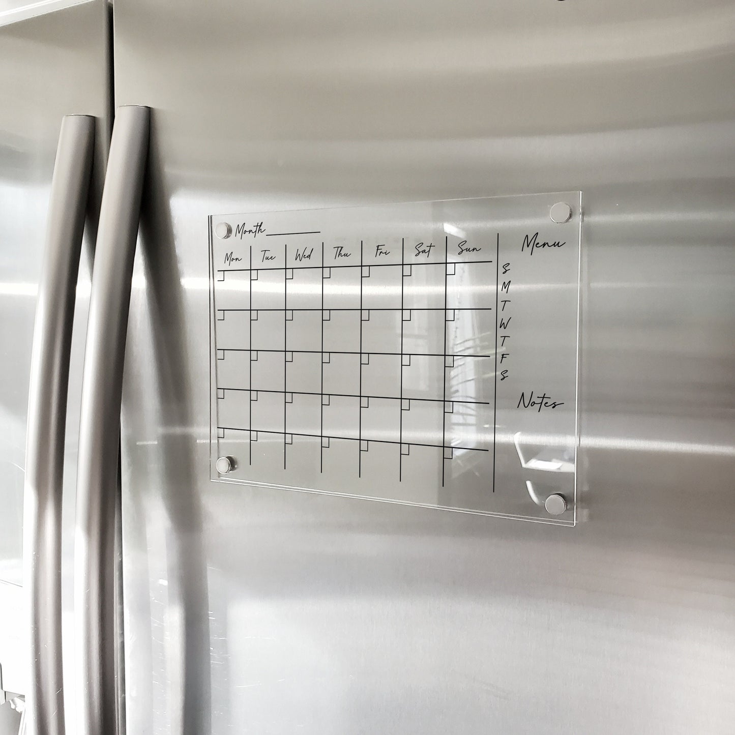 Magnetic Monthly Acrylic calendar, Planner, Dry Erase Calendar, Personalized Acrylic calendar, Fridge Calendar, Calendar with notes