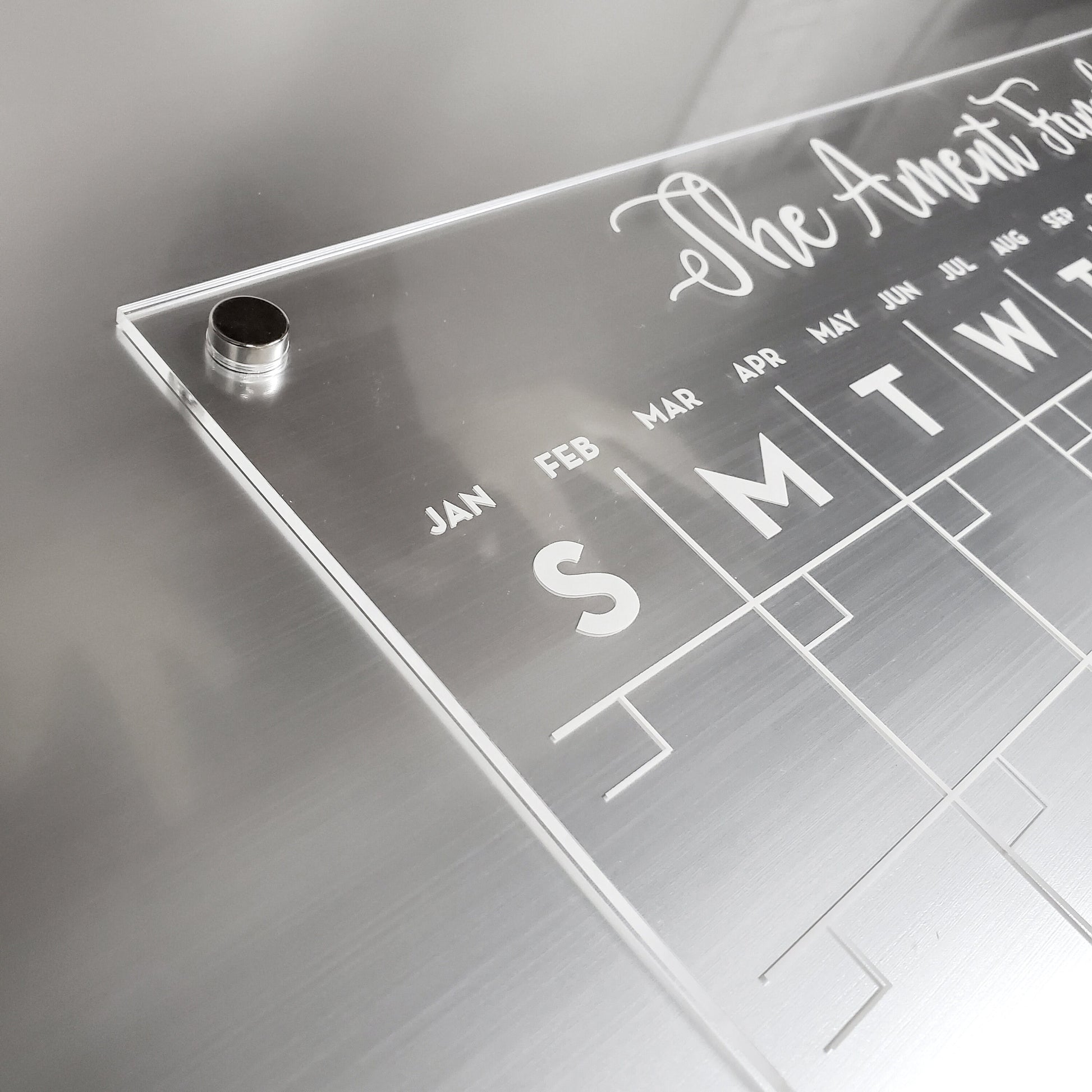 Magnetic Monthly Acrylic calendar, Planner, Dry Erase Calendar, Personalized Acrylic calendar, Fridge Calendar, Calendar with notes