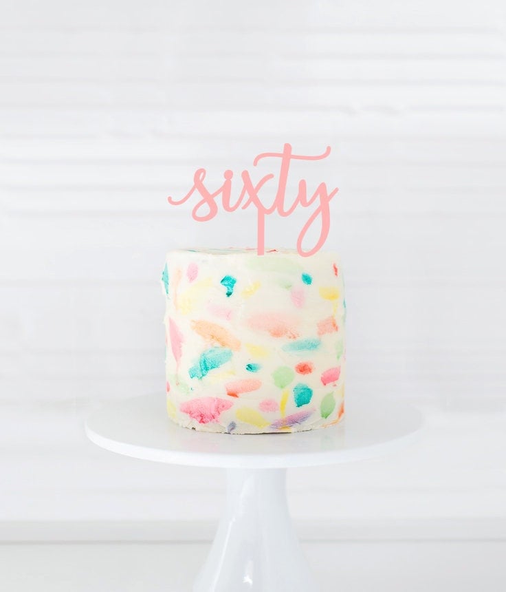 Sixty Cake Topper, year Cake Topper, Milestone Birthday, Anniversary Cake Topper, personalized cake topper