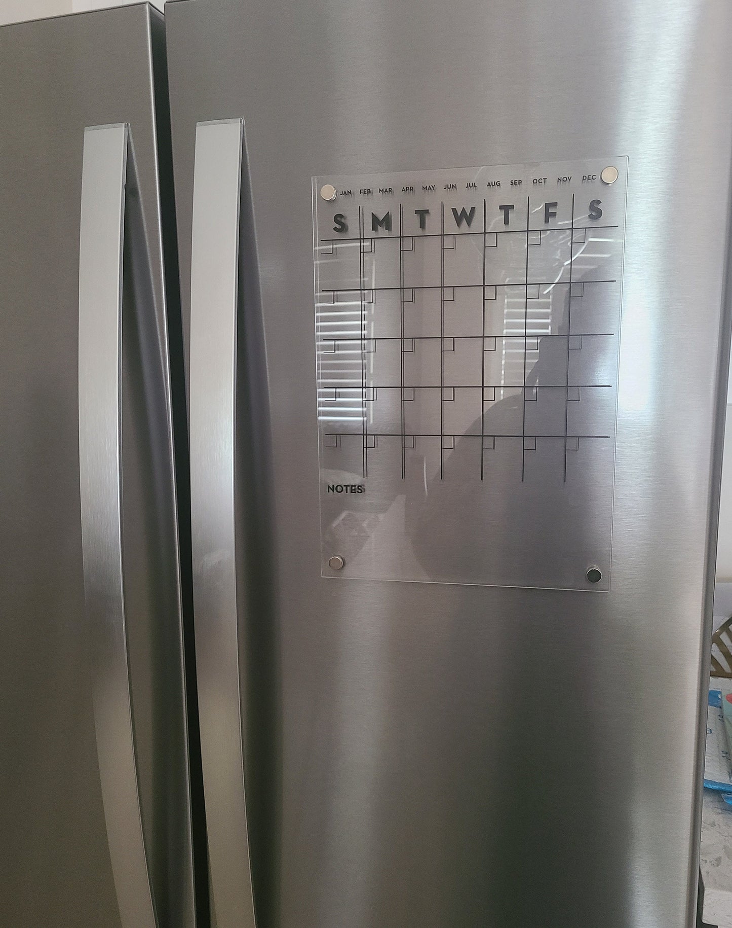 Magnetic Monthly Acrylic calendar, Planner, Dry Erase Calendar, Personalized Acrylic calendar, Fridge Calendar, Calendar with notes