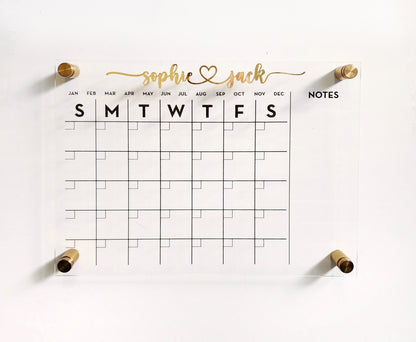 Monthly Acrylic calendar for wall, 2026 Planner, Dry Erase Calendar, Personalized Acrylic calendar, Housewarming gift, Calendar with notes