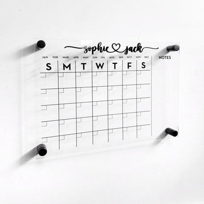 Monthly Acrylic calendar for wall, 2026 Planner, Dry Erase Calendar, Personalized Acrylic calendar, Housewarming gift, Calendar with notes