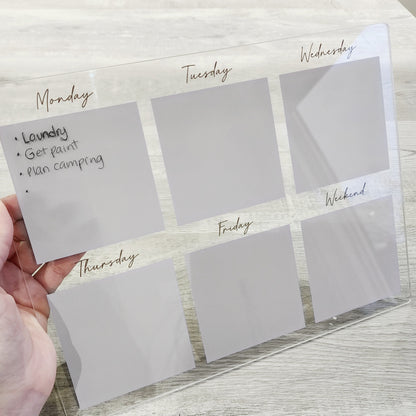 Desk weekly Planner, acrylic Planner, Dry Erase Board, Dry Erase Calendar, Custom planner, Acrylic Planner, Desk Calendar, weekly planner