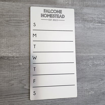 Fridge Planner | Weekly Planner | dry erase board | acrylic board | office decor | housewarming gift | Magnetic Planner | Menu Planner