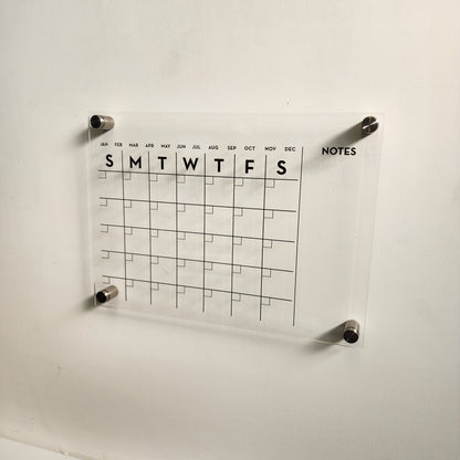 Monthly Acrylic calendar for wall, 2026 Planner, Dry Erase Calendar, Personalized Acrylic calendar, Housewarming gift, Calendar with notes