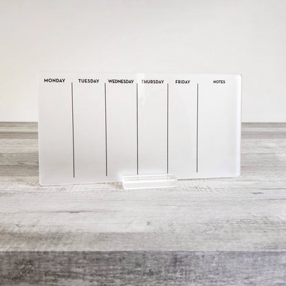 Desk Planner | Weekly Erase Board | dry erase board | Acrylic Planner | office decor | house gift | Acrylic Notes | Desktop Planner