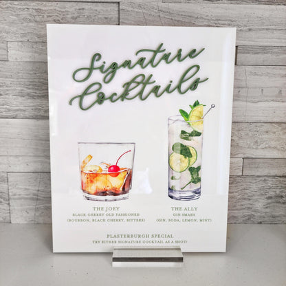 Custom Drink Sign - Bar Sign - Acrylic Sign - Wedding Sign - Drinks wedding menu - Acrylic plaque - Bar Sign Menu - Event Sign