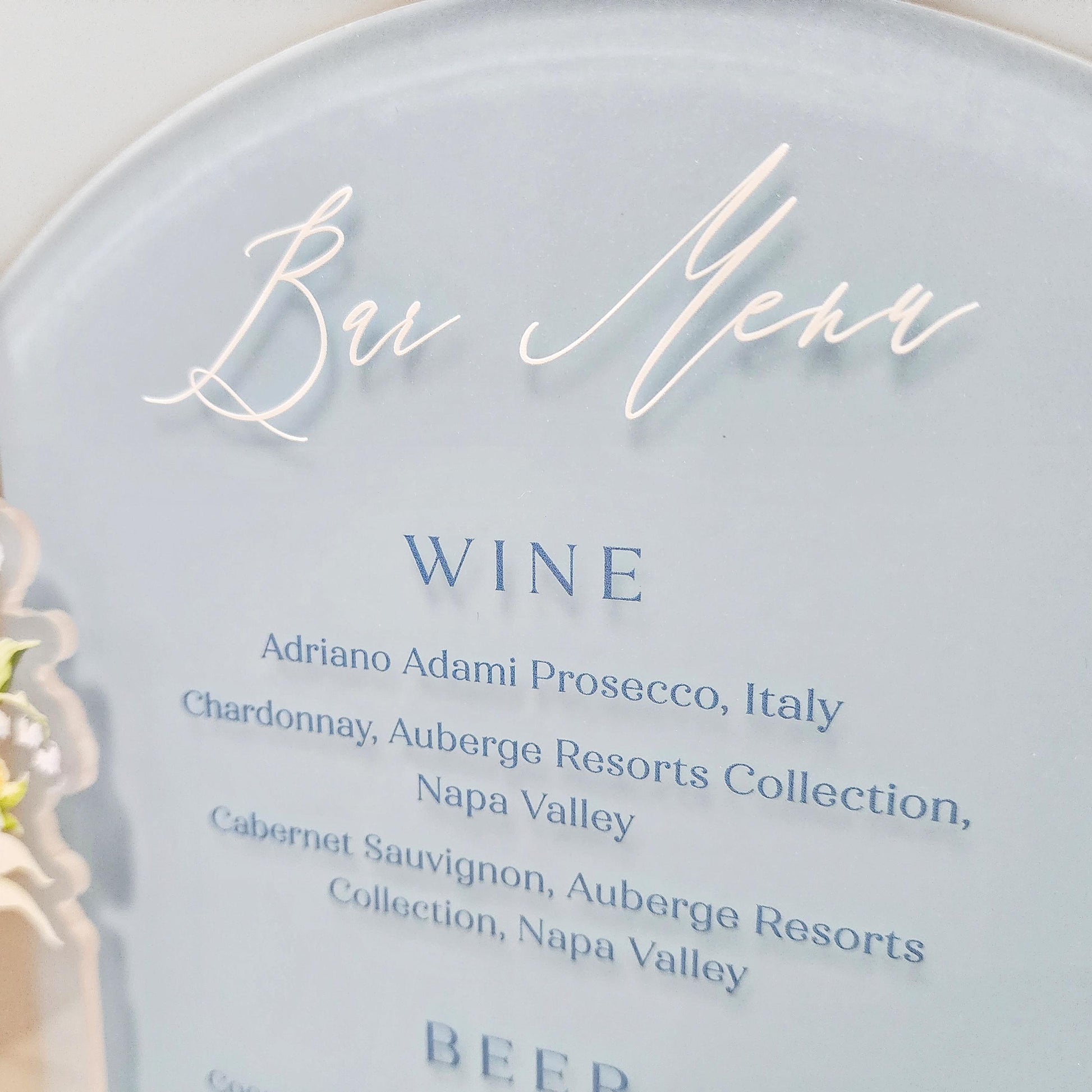 Custom Drink Sign - Bar Sign - Acrylic Sign - Wedding Sign - Drinks wedding menu - Acrylic plaque - Bar Sign Menu - Event Sign