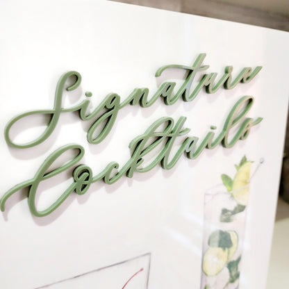 Custom Drink Sign - Bar Sign - Acrylic Sign - Wedding Sign - Drinks wedding menu - Acrylic plaque - Bar Sign Menu - Event Sign