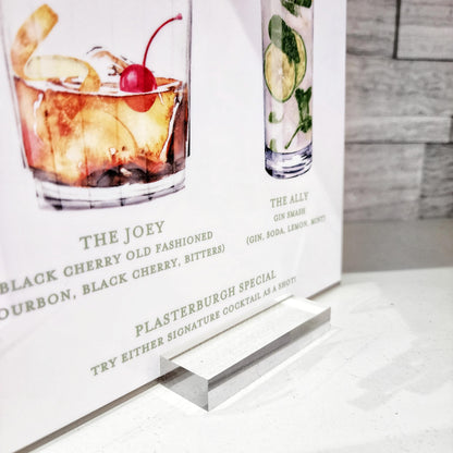 Custom Drink Sign - Bar Sign - Acrylic Sign - Wedding Sign - Drinks wedding menu - Acrylic plaque - Bar Sign Menu - Event Sign